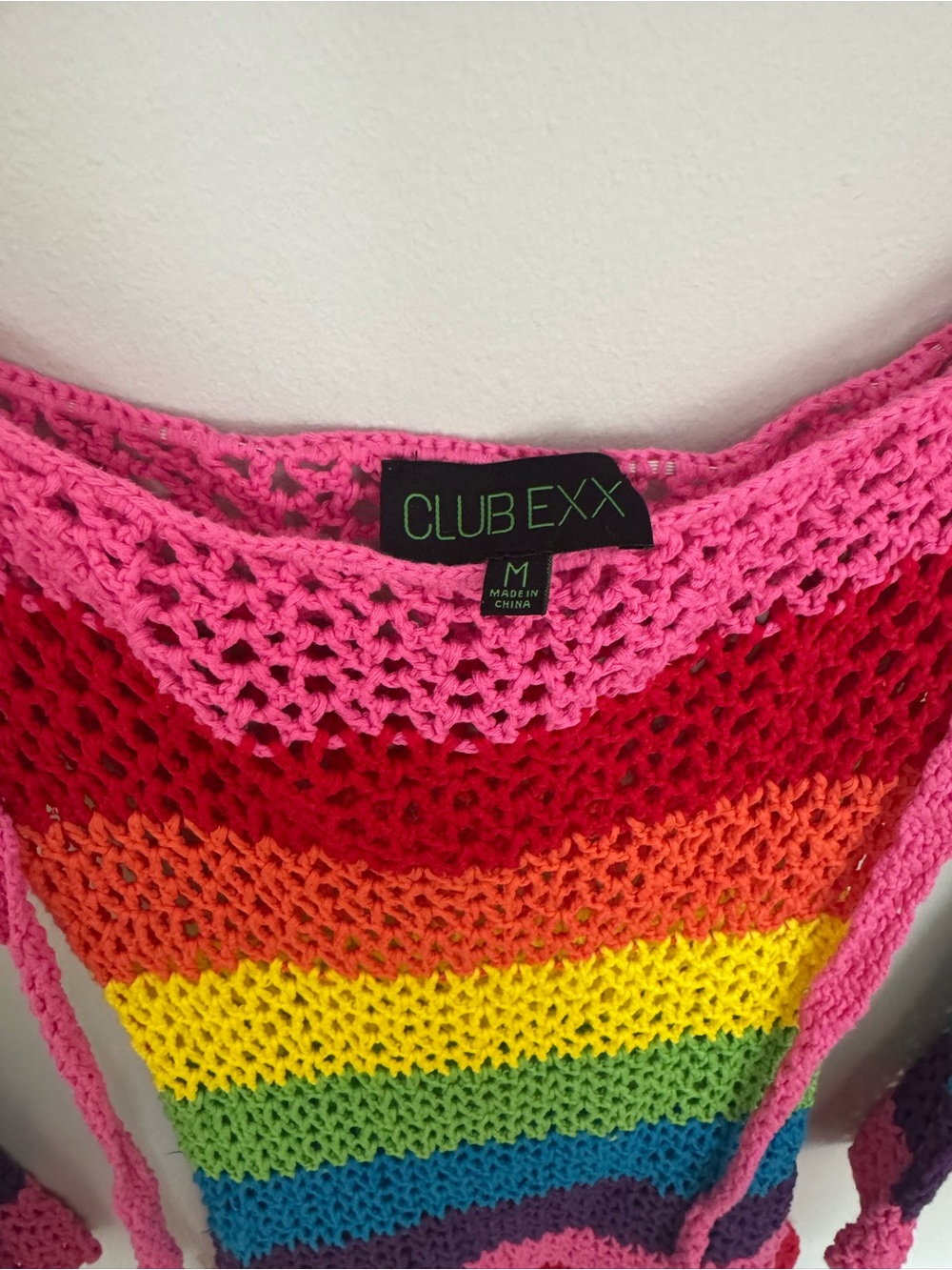 Bright Rainbow Crochet Mini Dress - Picture 2 of 3